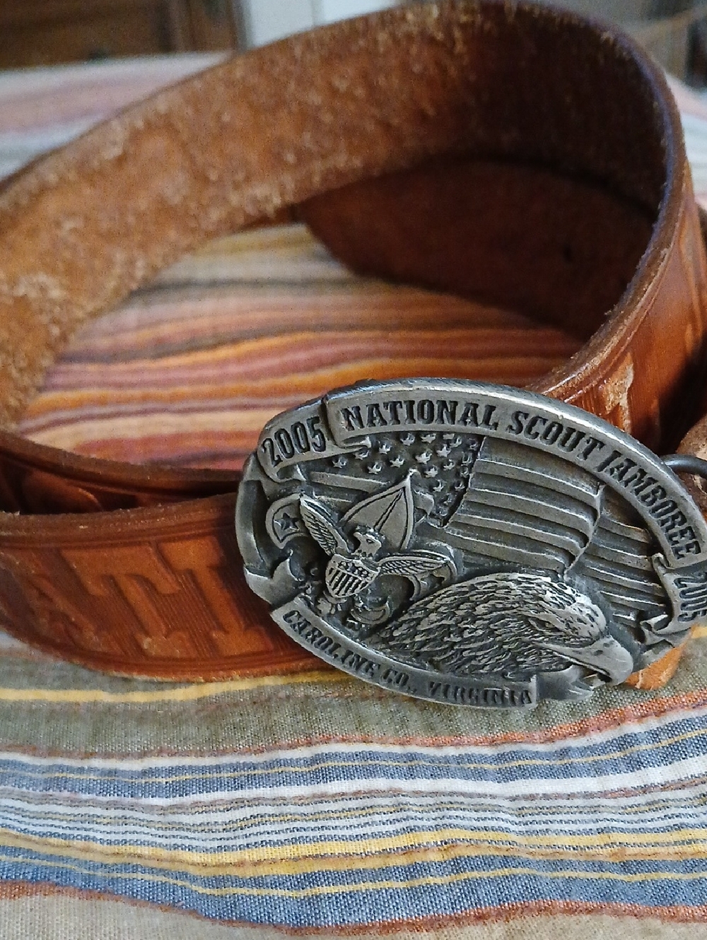 2005 National Scout Jamboree Leather Belt with Metal Buckle